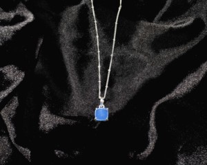Collar con Colgante de Plata de Ley 925 con Calcedonia Azul en Forma de Cojín, Cadena de Eslabones, Chapado en Oro de 18K, Unisex, para Cualquier Ocasión - Product Image 6