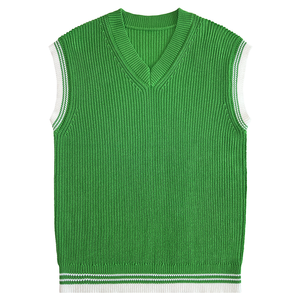 Gilet pull sans manches tricoté personnalisé pour homme, anti-rétrécissement, respirant, col en V, avec logo, pour printemps automne, OEM - Product Image 1