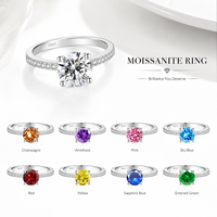 Runder Brillant 1ct Moissanit Solitär-Ring 8 Farben Champagner Amethyst Saphir Smaragd Rosa 925 Silber Verlobungsring Großhandel