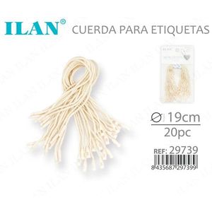 Cordoncino Ilan per etichette 19 cm 20 pz cotone naturale - Product Image 3