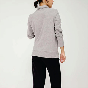 T-shirt décontracté d'été à col roulé pour femme, manches longues, 100 % coton biologique, respirant, écologique, séchage rapide, non tissé - Product Image 4
