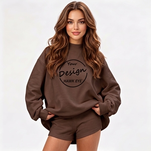 Sudadera de cuello alto holgada de forro polar de color liso con hombros caídos para mujer, talla grande, para uso diario, venta al por mayor personalizada - Product Image 1