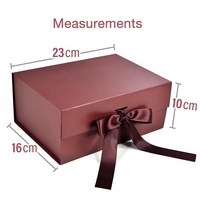 Boîte cadeau pliable de luxe en carton rigide mat de couleur bordeaux avec logo personnalisé de qualité supérieure, fermeture magnétique, vide
