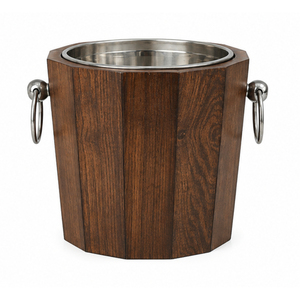 Seau à glace en bois artisanal avec couvercle et poignée, double paroi en acier inoxydable isolé, pour bar, hôtel et maison - Product Image 6