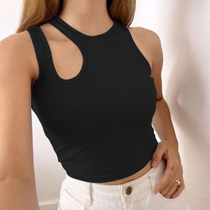 OEM Custom Logo Blank Knit Wholesale Plain Women Crop Tank <b>Top</b> for Summer - Product Image 4