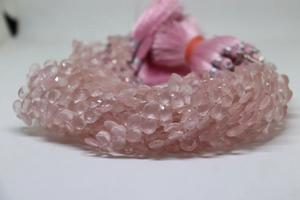 Perles de quartz rose en forme de coeur à facettes en gros 7-8mm pierre naturelle 8 pouces coeur taillé sur le côté - Product Image 3