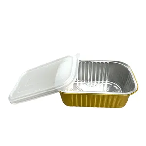 Low Moq QL Gold Rectangular Aluminum Foil More 20 Sizes Smooth Wall Aluminum Food Tray Gold Foil Container