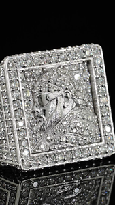 925 <b>Silver</b> Lab Grown Diamond Square Signet <b>Ring</b> Religious Portrait Halo <b>Mens</b> Statement Pinky <b>Ring</b> - Product Image 6