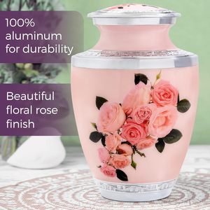 Urne funéraire en aluminium rose pour cendres humaines, urnes de crémation pour cendres d'adultes, urnes funéraires pour cendres d'adultes femmes - Product Image 3