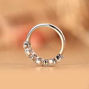 Stackable Band Emerald and Oval Cut Diamond Seven Stone Rings CVD 10K Solid Gold Surprise <b>Wedding</b> Party Jewelry For Bride Charm - Product Image 3