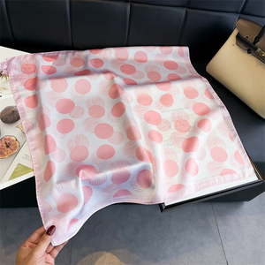 Grand foulard carré en soie à pois pour femme, hijab tendance, bandeaux pour cheveux, foulard de cou, châle en satin de 70 cm, ruban, bandeau, bandana - Product Image 1