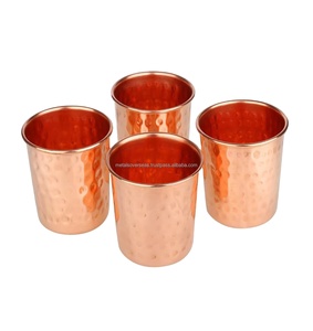 Pure Copper Water Glass Set Ayurvedic Copper Drinking Tumbler Set for Health and <b>Wellness</b> Use - Product Image 1