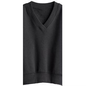 Sweat-shirt en molleton tricoté à col en V pour femme, personnalisé, écologique, marron, brodé et gaufré, respirant et coupe-vent, pour l'hiver - Product Image 6