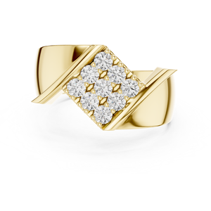 Yellow Gold Round Lab Grown Diamond Cluster Signet <b>Ring</b> <b>for</b> <b>Men</b> Wedding Anniversary Fine Jewelry - Product Image 1