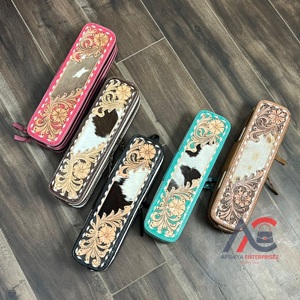 Trousse de Voyage Tendance en Cuir de Vachette Rose Gravé pour Coiffure et Cosmétiques – Étui de Protection pour Bigoudis – Vente Flash - Product Image 1