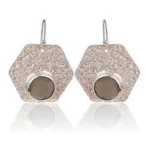 Venta al por mayor Chapado en plata Pendientes colgantes finos Calcedonia Rosa Piedra preciosa Gancho Gota Pendientes de estilo de moda - Product Image 5