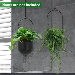 Pots de fleurs suspendus minimalistes modernes en métal thermolaqué pour plantes vertes, design circulaire - Product Image 6