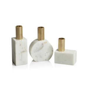 Luxury White Marble Base Gold Metal Candle Holder Set Modern Minimalist Decorative Candle <b>Stand</b> Elegant Handmade Contemporary - Product Image 6