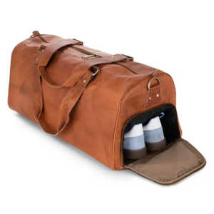Bolsa de Viaje de Cuero Genuino a la Moda, Impermeable, con Correa de Transporte Ajustable, Multifuncional, para Exteriores - Product Image 4