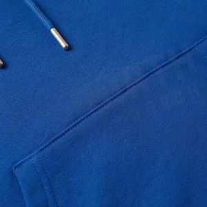 Men's Blue Hooded <b>Tracksuit</b> Solid Color Casual Sportswear Full Length Drawstring Pants 100% Cotton Midweight Regular Fit - Product Image 4