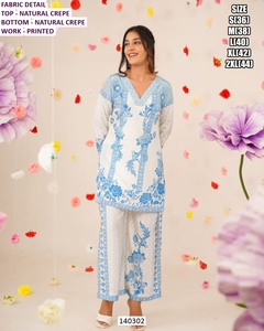 Zohra Regal Set Women's Crepe Floor-Length Traditional Kurta/<b>Kurti</b> with Sun Protection & Quick Dry - Product Image 2