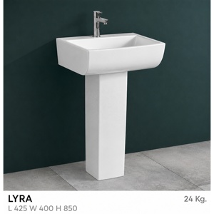 Lavabo de Pedestal Rectangular con Grifo de un Solo Orificio, Diseño Minimalista, Desagüe de Suelo, Capacidad de 12L, Acabado Pulido - Product Image 5