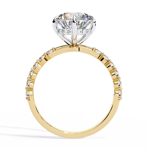 Bague de fiançailles en or massif avec diamant cultivé en laboratoire certifié Gia Igi, sertie de pavés, pour femmes - Product Image 2