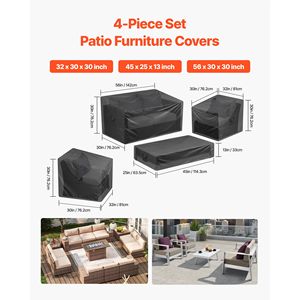 Set di 4 Coperture per Mobili da Esterno in Oxford 420D Impermeabile, Include Tavolo da Pranzo e Sedie per Uso in Giardino - Product Image 2