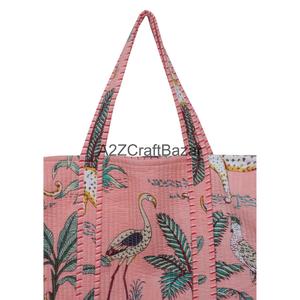 Handmade Cotton Quilted Large Long Handle Shoulder Tote <b>Bag</b> Women Eco Friendly Indian Bohemian Groceries Carry Striped <b>Bags</b> - Product Image 2