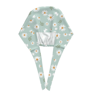 Daisy Flower Print <b>Scrub</b> <b>Cap</b> with Adjustable Tie Back - Cotton Breathable Surgical Hat for Nurses & Vets - Wholesale Floral - Product Image 3