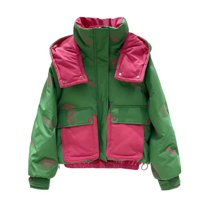 เสื้อแจ็คเก็ตซาฟารีสำหรับผู้หญิง ฤดูหนาว อุ่น คุณภาพสูง กันน้ำ ระบายอากาศ แบบเย็บติดกัน ดีไซน์สั่งทำพิเศษ ไซส์ใหญ่ มีกระเป๋าแบบคาร์โก้ คอตั้งถัก - Product Image 1