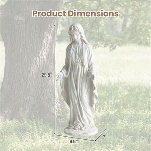 Statua della Vergine Maria Artigianale da 29,5 Pollici, Scultura Religiosa da Giardino per Esterni, Patio e Prato, Prodotto in Pietra di Qualità - Product Image 6