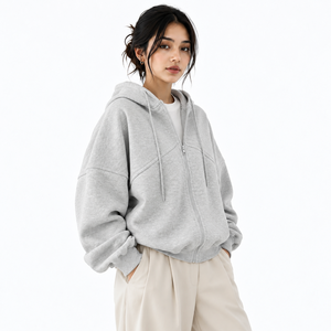 Sudadera con capucha para mujer con cremallera, tela de mezcla de algodón de alta calidad, ajuste cómodo, transpirable, costuras duraderas, diseño informal. - Product Image 5