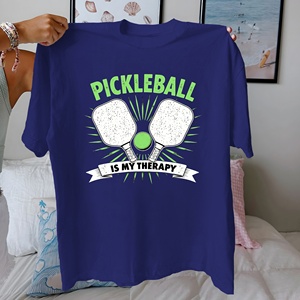 Camiseta Informal de Punto con Estampado para Mujer, 100% Algodón, Ajuste Cómodo, para Pickleball Therapy - Product Image 3