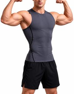 <b>Men's</b> <b>Red</b> Sleeveless Tank <b>Top</b> O-Neck Striped Sporty Breathable Casual Washed Quick Dry Knitted Polyester/Cotton Muscle Fit - Product Image 5