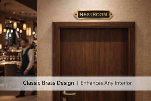 Vintage Brass Restroom Door Sign Decorative Metal Bathroom <b>Name</b> <b>Plate</b> Wall Mounted Toilet Plaque for Hotel Office Restaurant - Product Image 2