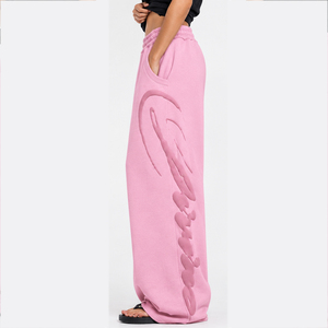 Pantalones Deportivos Personalizados para Mujer, Estilo Casual, de Poliéster y Algodón, de Pierna Ancha, con Estampado Puff y Ajuste Cómodo para Uso Diario - Product Image 2
