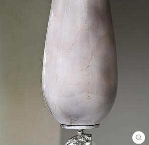 Modern Metal Table Lamp with Gray Glass Cylindrical Shade <b>Decorative</b> <b>Lighting</b> Large Size - Product Image 2