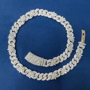Custom VVS Moissanite Flower Cuban Link Chain 925 Sterling Silver Iced Out Necklace Luxury Hip Hop Jewelry Diamond Tester Pass - Product Image 1