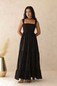 Robe longue décontractée sans manches pour femme, motif floral, idéale pour la plage, en coton et lin, coupe ample, imprimé floral, personnalisable pour l'été - Product Image 3