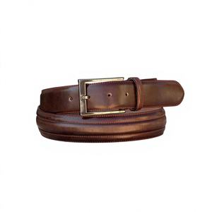 100% Premium Quality Genuine <b>Cow</b> Buffalo Leather Belt for Men Reasonable Price Wholesale Square Brass Buckle Original Design - Product Image 1