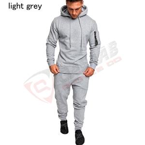 <b>Red</b> Black-Stripes Men's Polyester Cotton Fleece Gym Fitness Yoga Sports Street-Wear Custom Logo Set OEM Tracksuits - Product Image 4