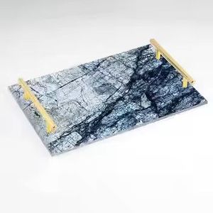 Floral Design Decorative Serving Tray with Handles Wooden <b>Coffee</b> <b>Table</b> Tray Modern Serving Platter Home Decor Gift Item - Product Image 6