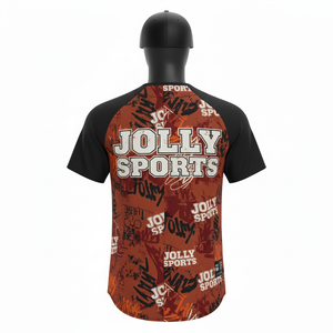 Camiseta de béisbol para hombre, transpirable, de poliéster, con estampado negro y paneles color óxido, diseño de logotipo personalizado, 100% algodón, corte holgado, estampada. - Product Image 2