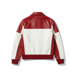 Custom <b>red</b> and white Biker <b>Leather</b> <b>Jacket</b> <b>Men</b> Genuine <b>Leather</b> OEM Manufacturer Wholesale Supplier - Product Image 2