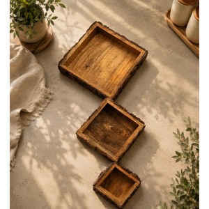 Newest Design Wooden Decorative Trays <b>Square</b> Rustic Handcrafted Multi-piece Package - Product Image 2