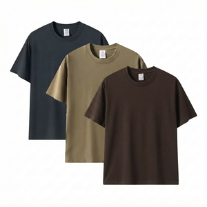 T-shirt uni personnalisé pour homme, col rond en coton, coupe ample, streetwear décontracté, couleur unie, manches courtes, écologique - Product Image 1