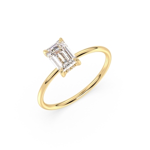 REYES HPHT CVD Lab Grown Diamond Hidden Halo <b>Ring</b> in 14K Solid Yellow Gold Engagement Wedding Gift Fine Jewelry For Women - Product Image 1