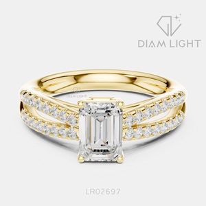 Bague de fiançailles en or blanc 14 carats avec diamant de laboratoire de 0,90 carat, taille émeraude, pierres latérales, bague de mariée, certifiée IGI, bijoux fins pour femmes - Product Image 5