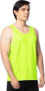 เสื้อกล้ามผู้ชายสีเขียวนีออน คอกลม สีพื้น ผ้าถัก ระบายอากาศได้ดี ผลิตจากโพลีเอสเตอร์ สวมใส่สบาย - Product Image 3
